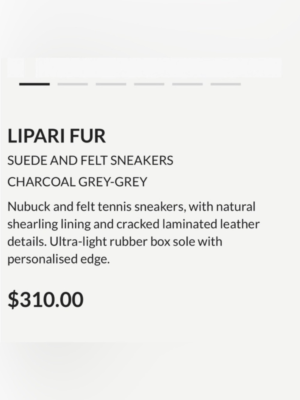 NWT VOILE BLANCHE LIPARI Charcoal Grey Fur Suede and Felt Sneakers - Picture 5 of 16